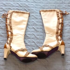 BOBBI BLU HALTER LACE UP REAL LEATHER KNEE-HIGH BOOTS SIZE 8.5